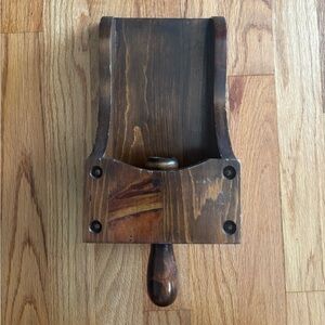 Vintage Wood Colonial Style Scoop Handle Sconce Candle Holder Brown